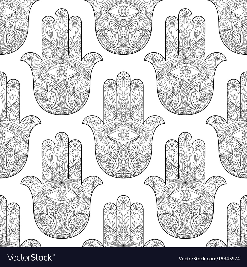 Hand of fatima seamless pattern