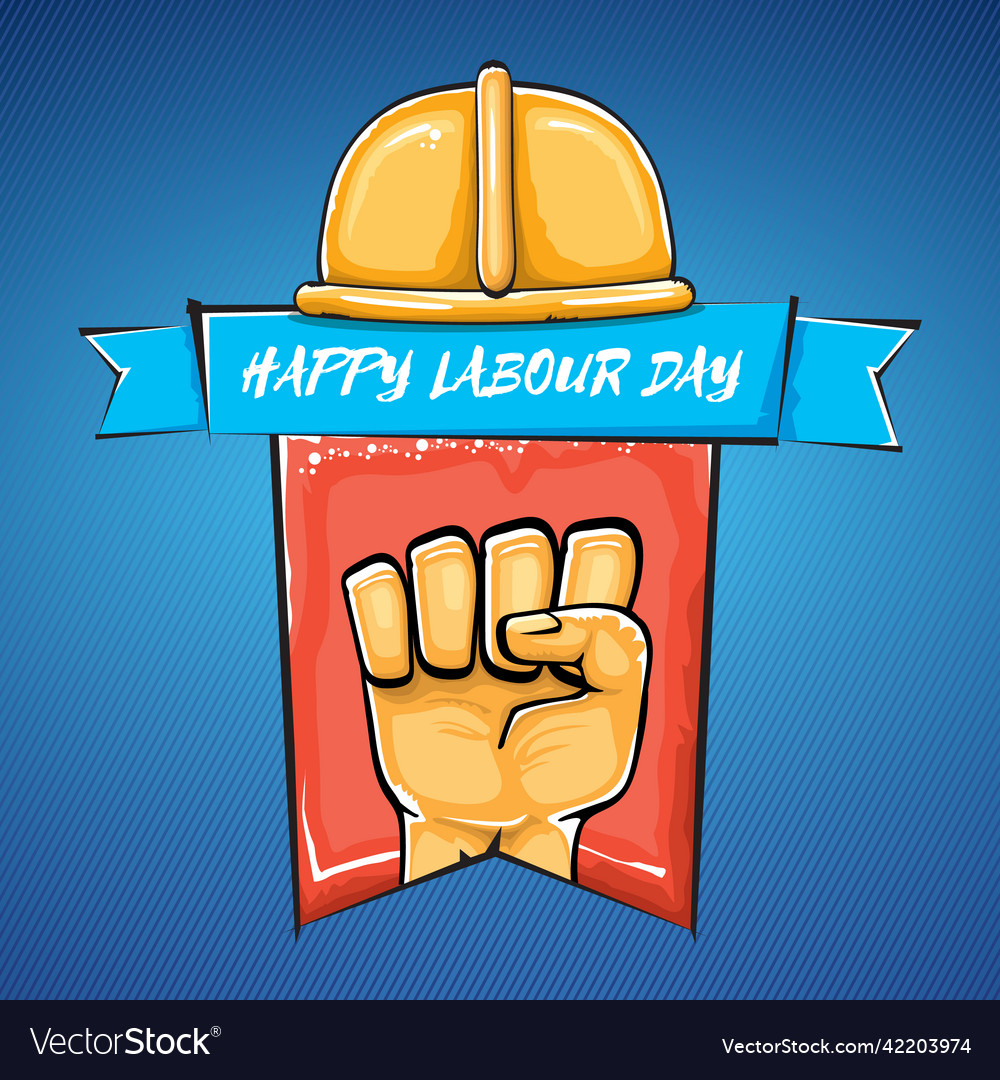 Happy labour day label with strong orange