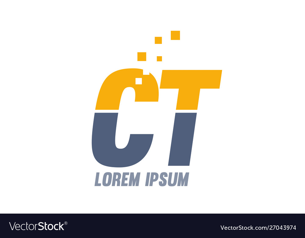 Yellow blue ct c t alphabet letter logo company