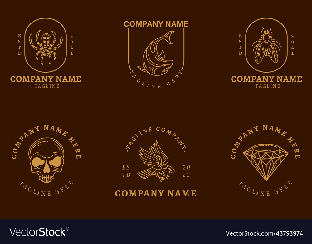 Yellow mystical logo minimalist symbol collection Vector Image