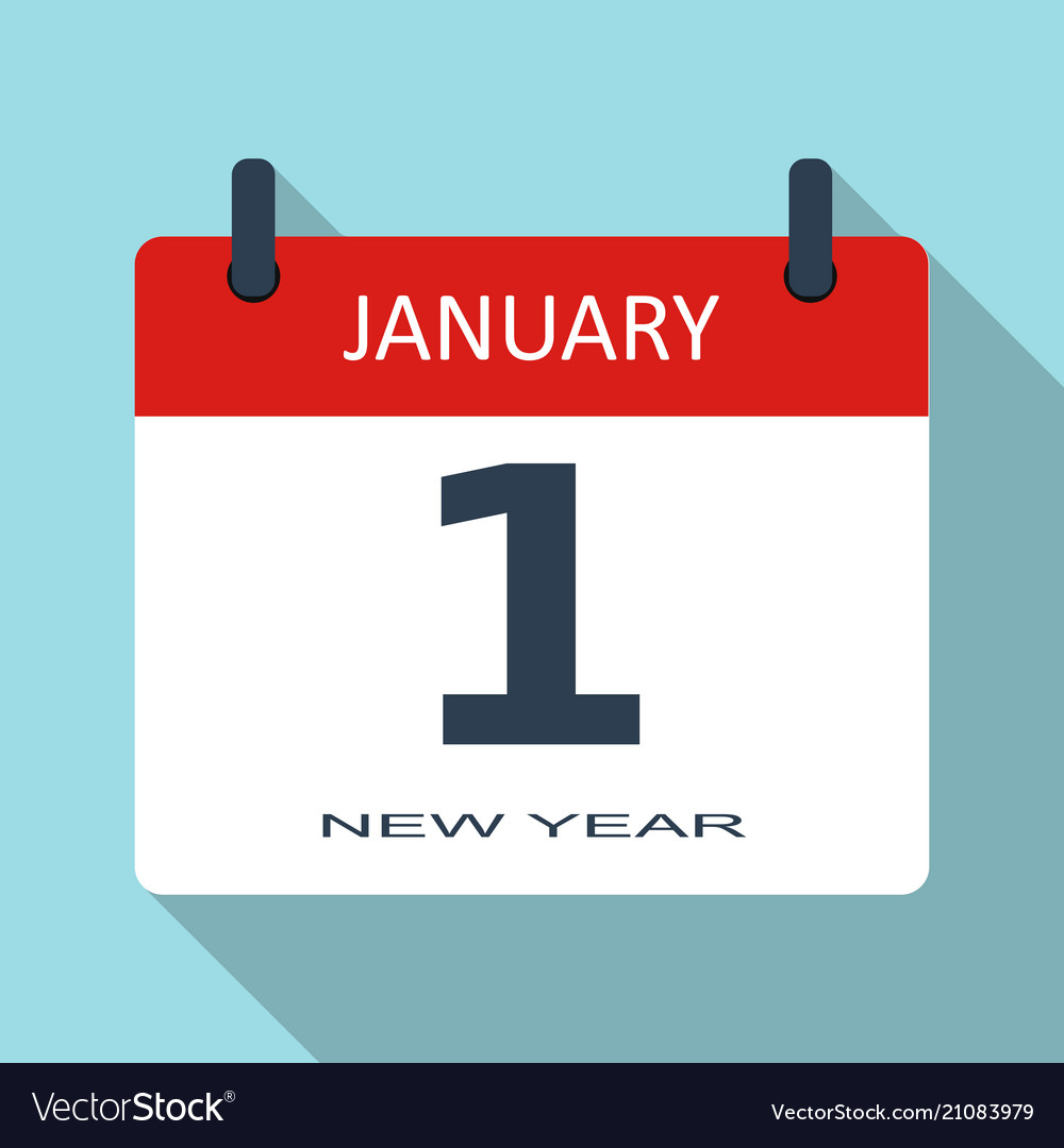 1 january new year day flat daily calendar