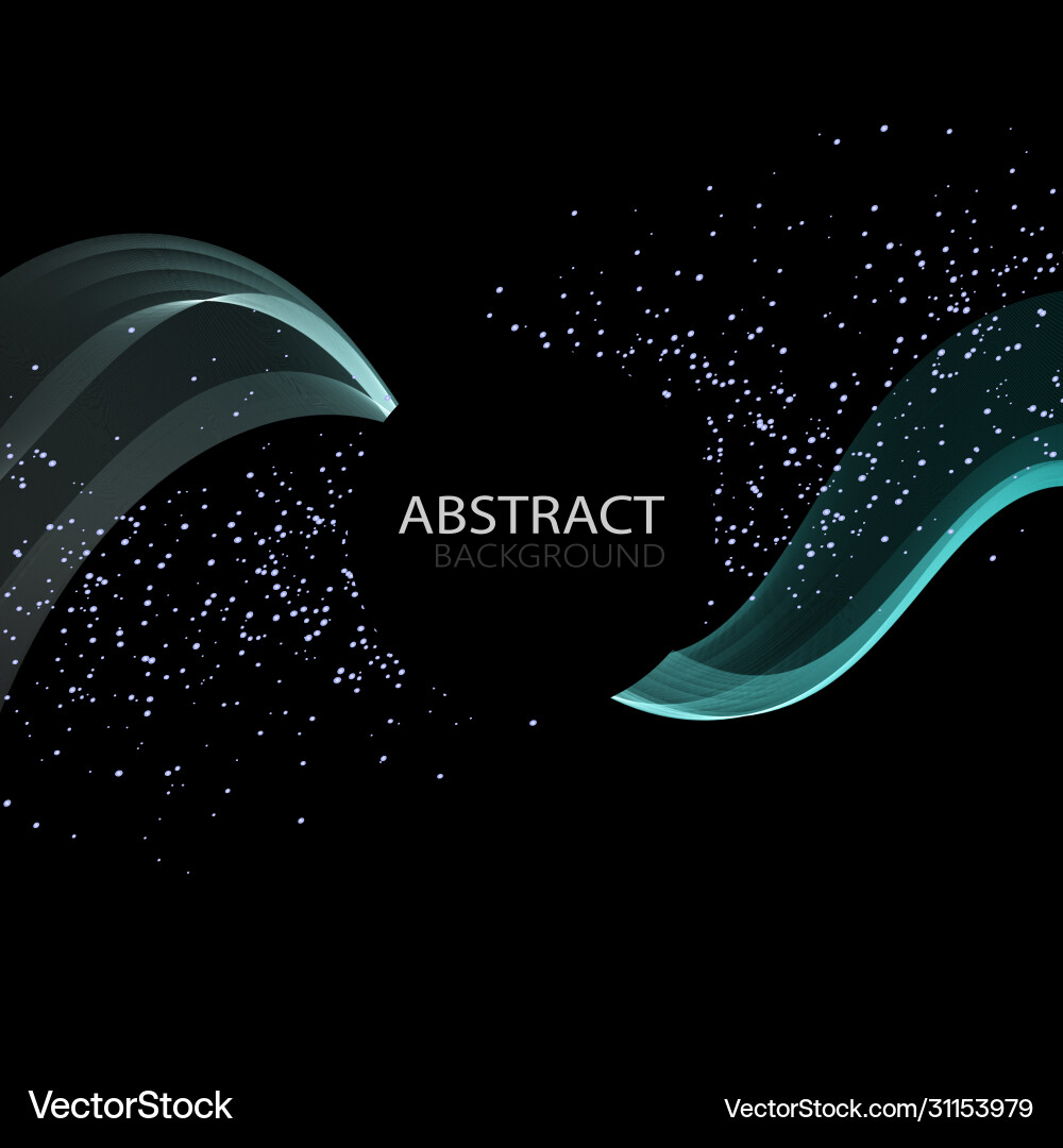 Abstract blue waves on black backgroundtechnology Vector Image