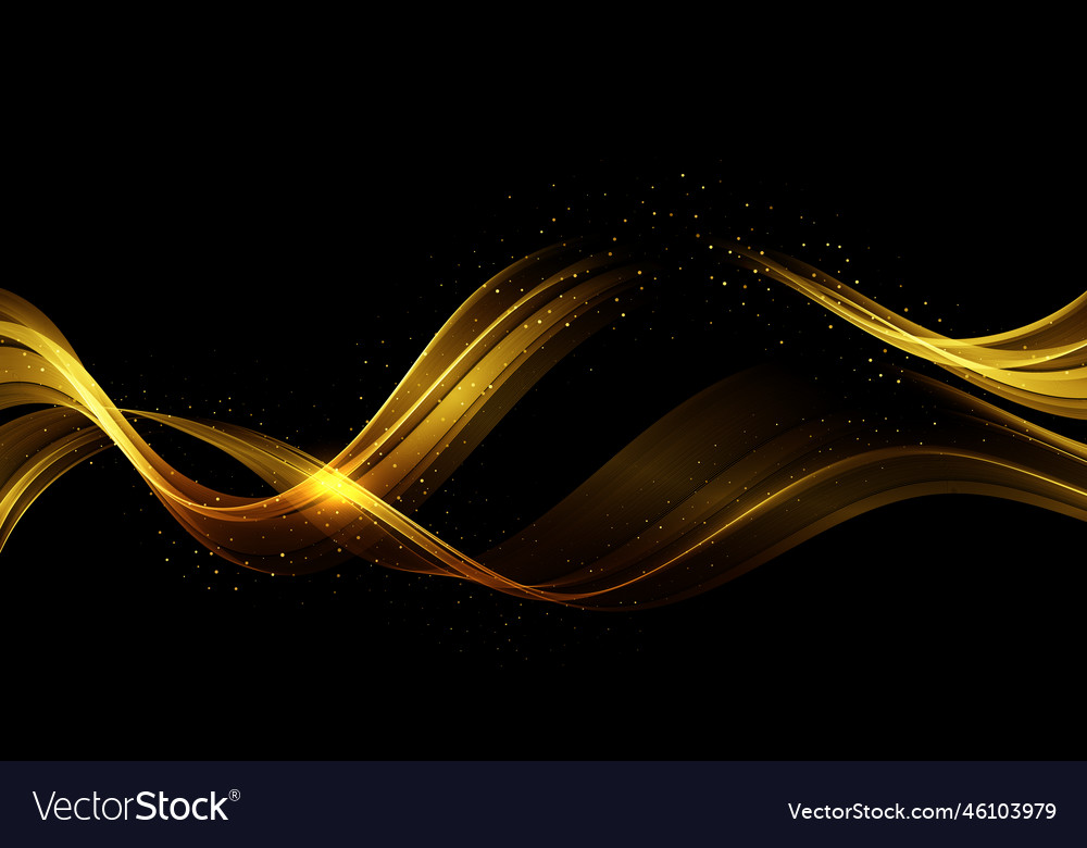 Abstract golden waves shiny moving lines Vector Image