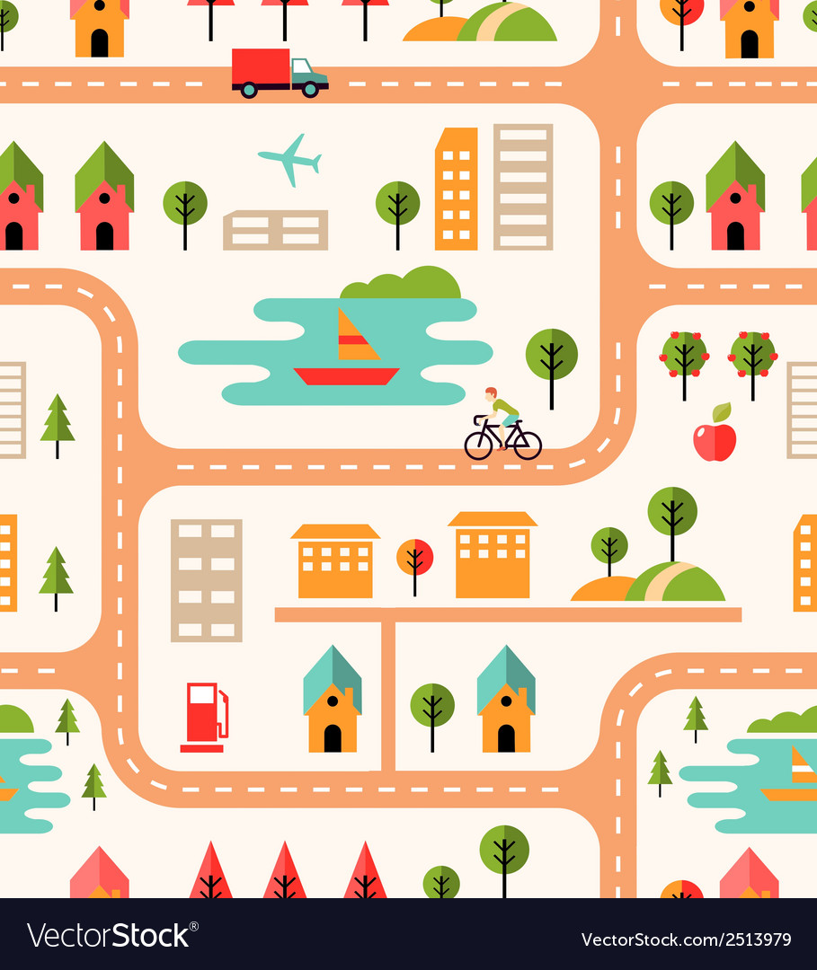 City map seamless background pattern Royalty Free Vector