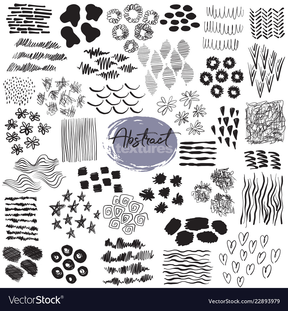 Collection of black ink abstract textures vector image Collection of black ink abstract textures