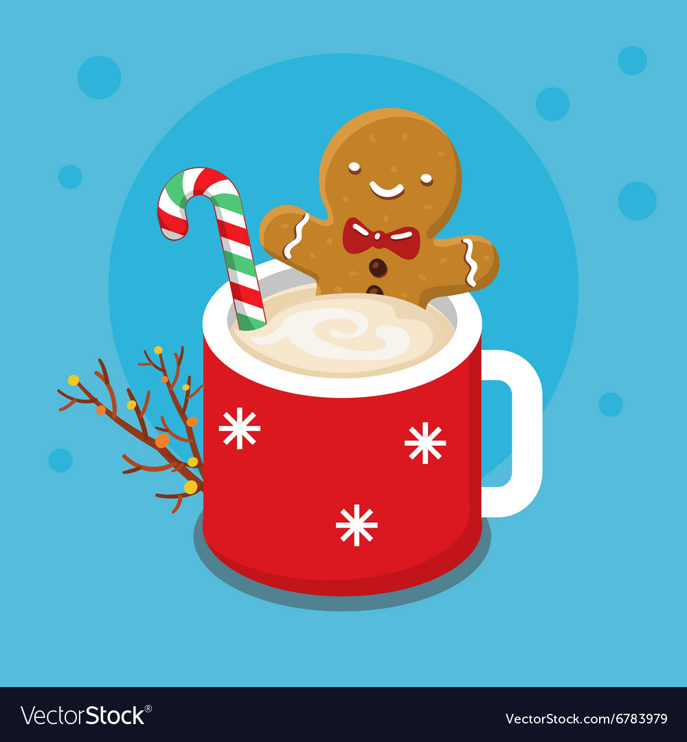 Gingerbread cookie man in a hot cup