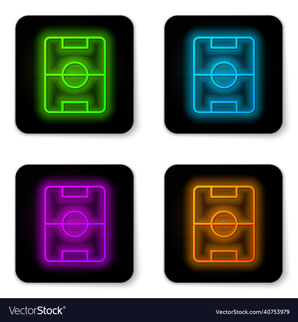 Glowing neon line football or soccer field icon