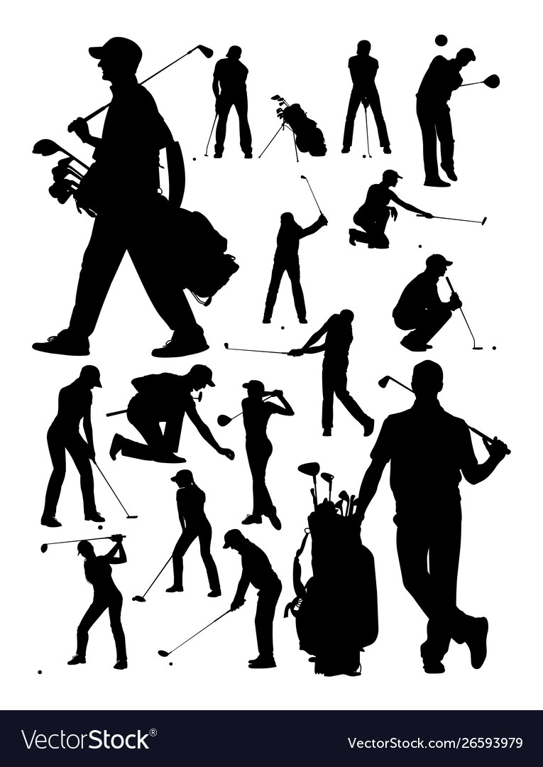 Golfer detail silhouette vector image Golfer detail silhouette