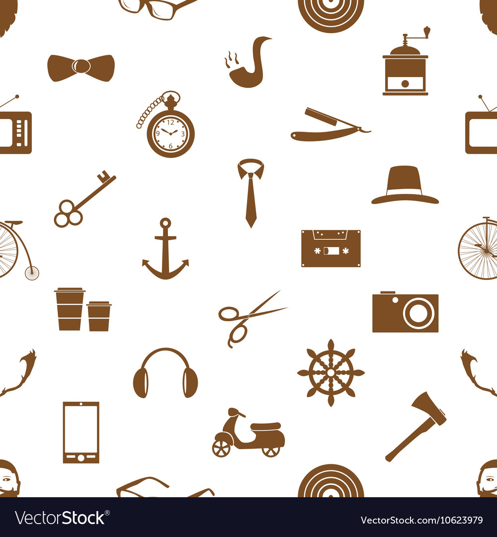 Hipster theme and culture set of icons in seamless