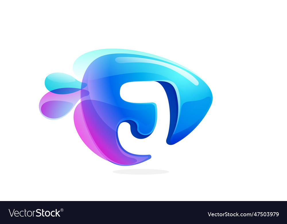 J letter logo made of spring water and dew drops Vector Image