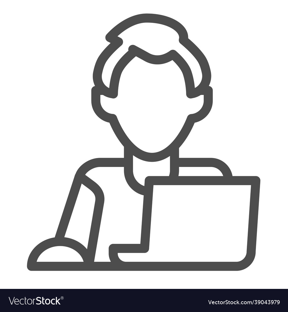 Man on laptop with mouse freelancer programmer Vector Image