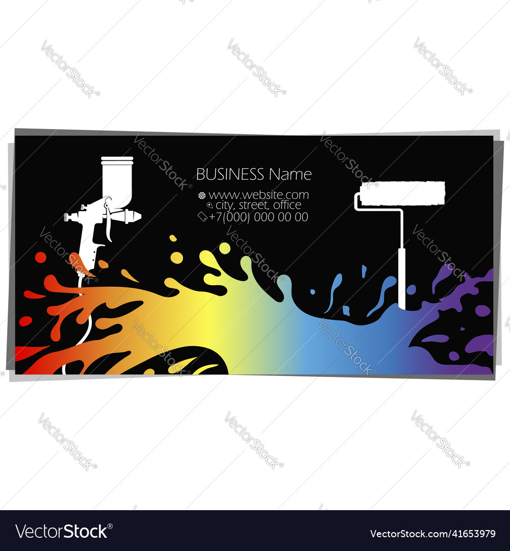 Paint splatter and spray roller business card Vector Image