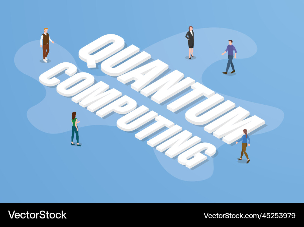Quantum computing concept big text word Royalty Free Vector