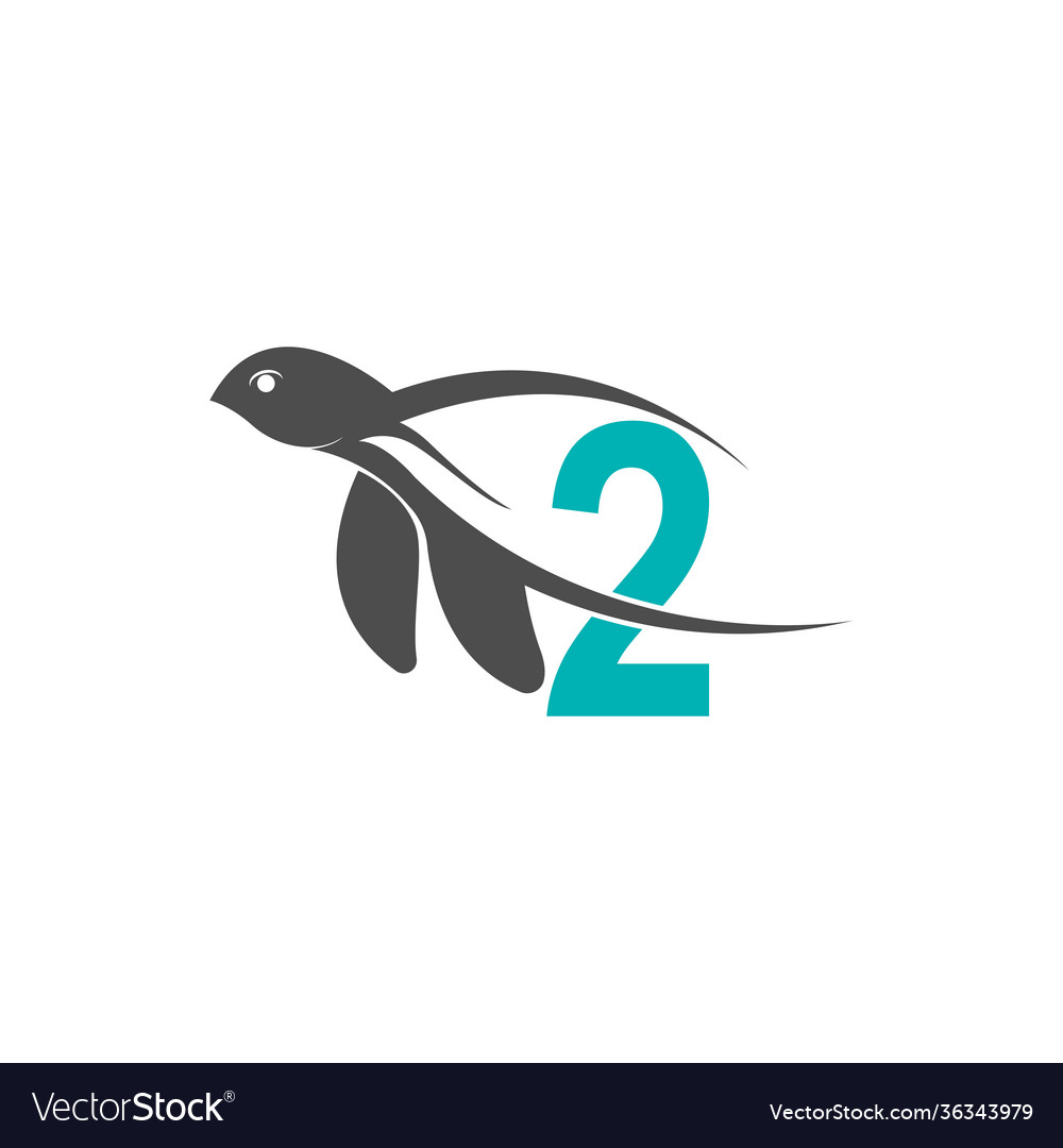 Sea turtle icon with number 3 logo design