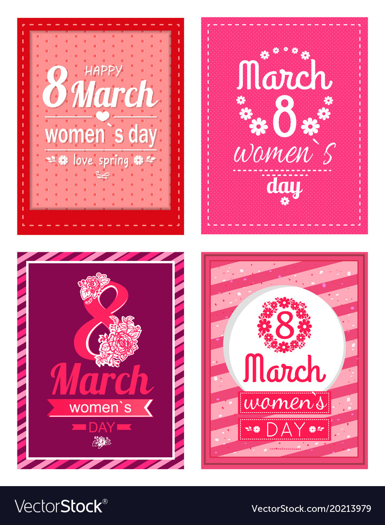 Set of poster with congratulations on women s day