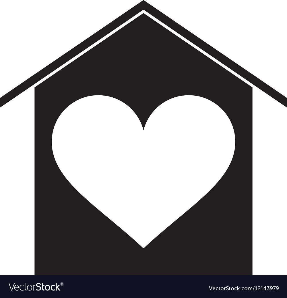silhouette house love heart