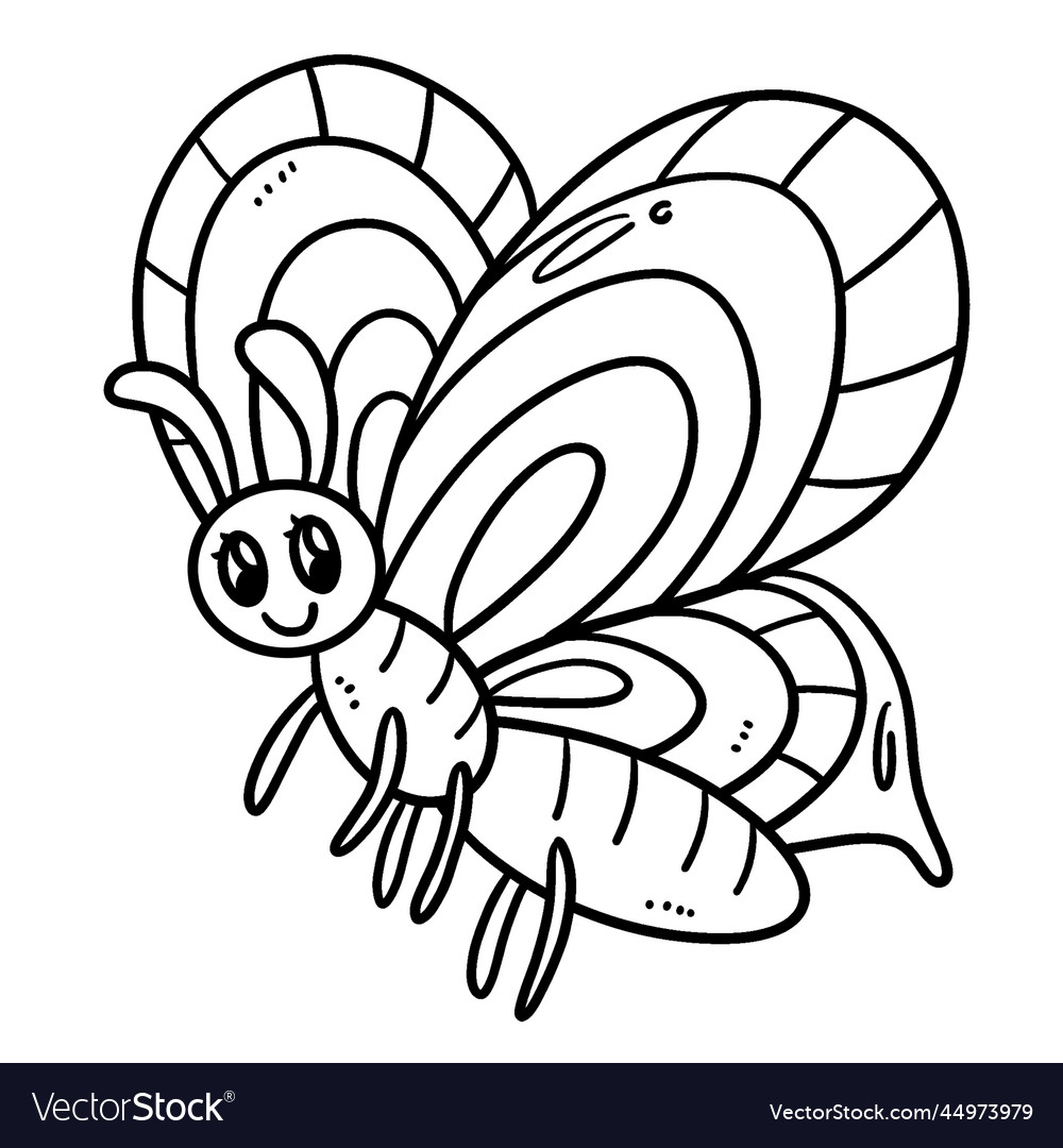 Spring butterfly isolated coloring page for kids Vector Image