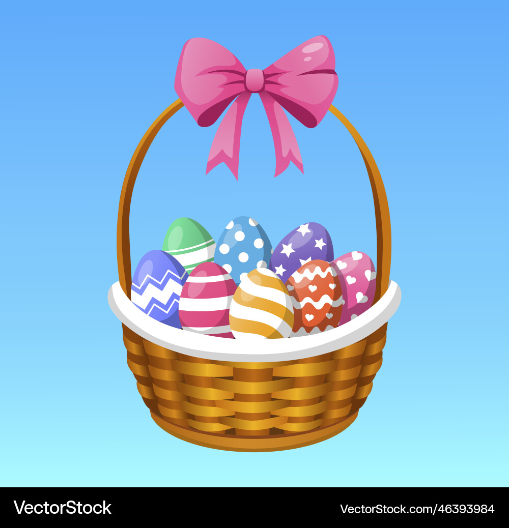 Basket with easter eggs Royalty Free Vector Image