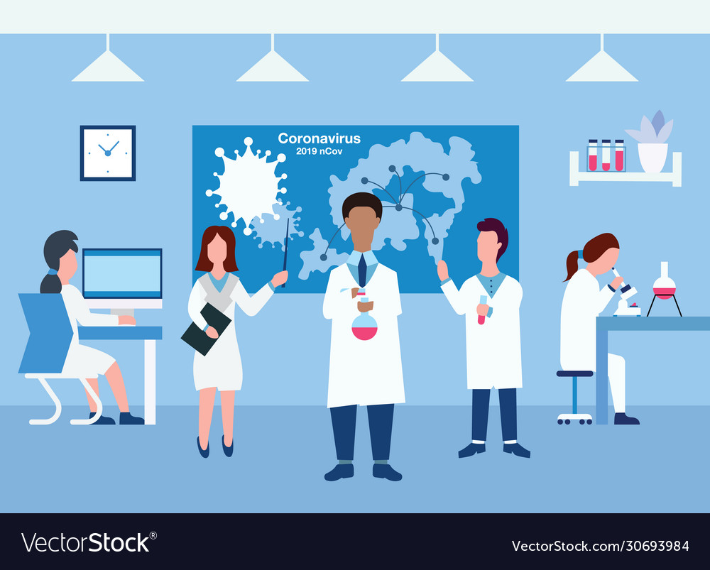 Chemists in pharmaceutical lab research