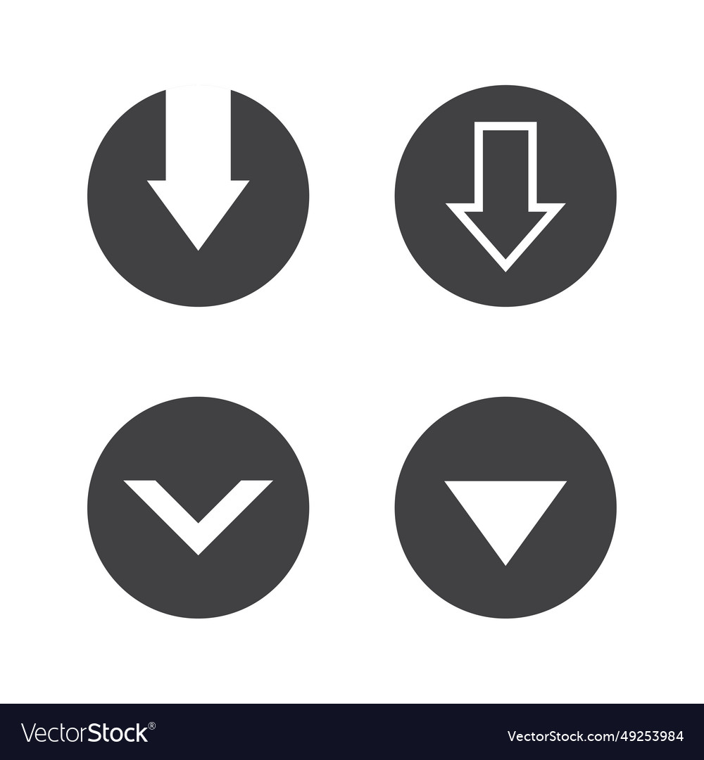 Down arrow icon set isolated