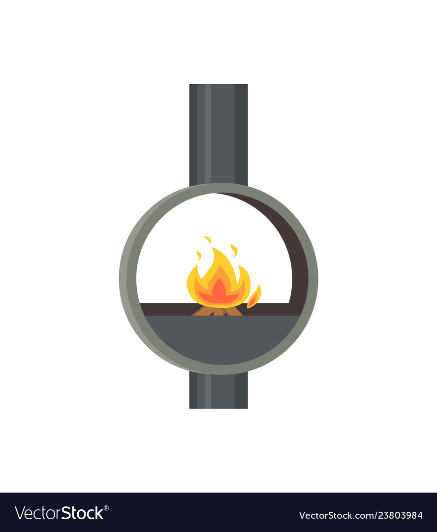 Fireplace Made Of Metal Material Iron Stove Icon Vector Image