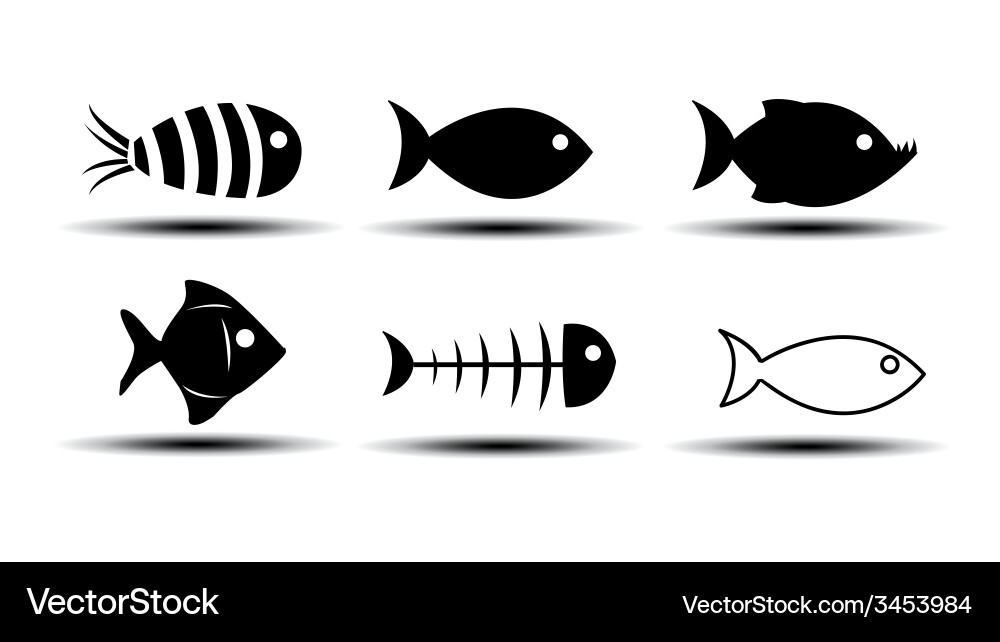 Fish icons Royalty Free Vector Image - VectorStock