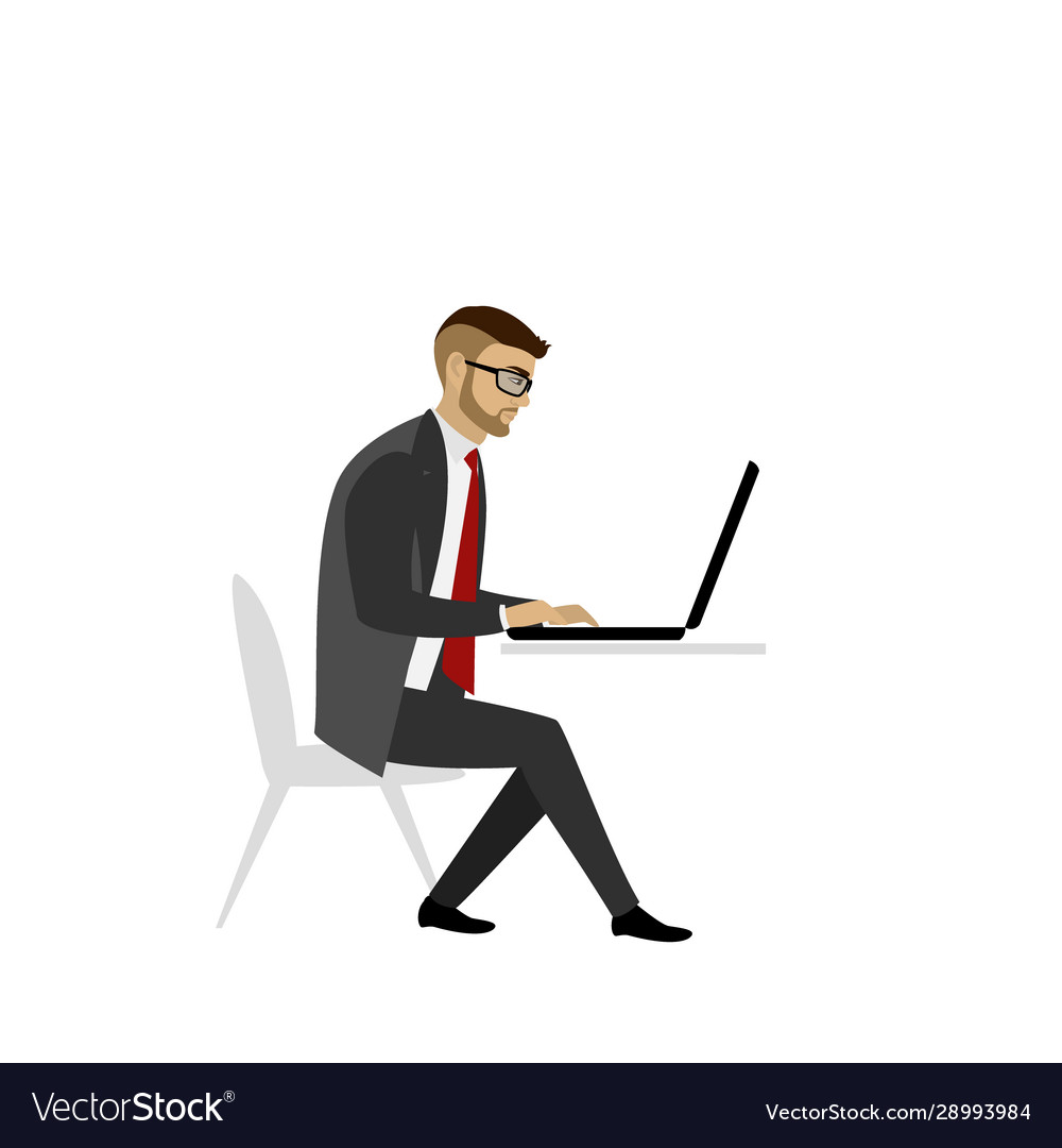 Man working on laptop computer Royalty Free Vector Image