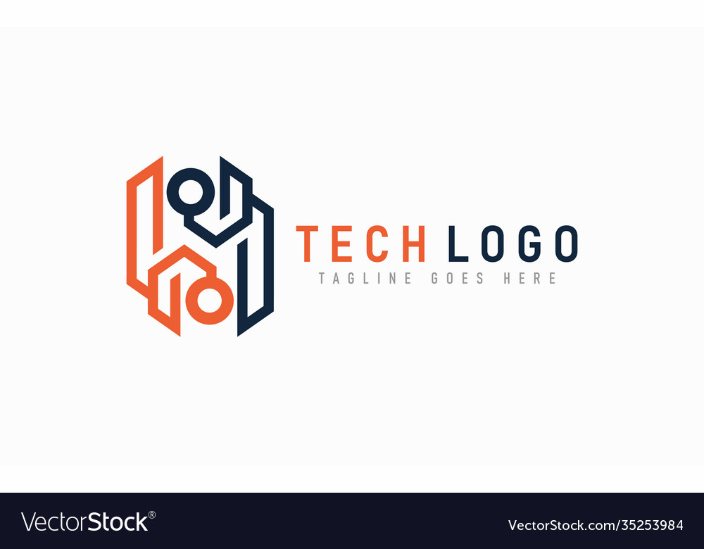 Orange and grey abstract technology logo design