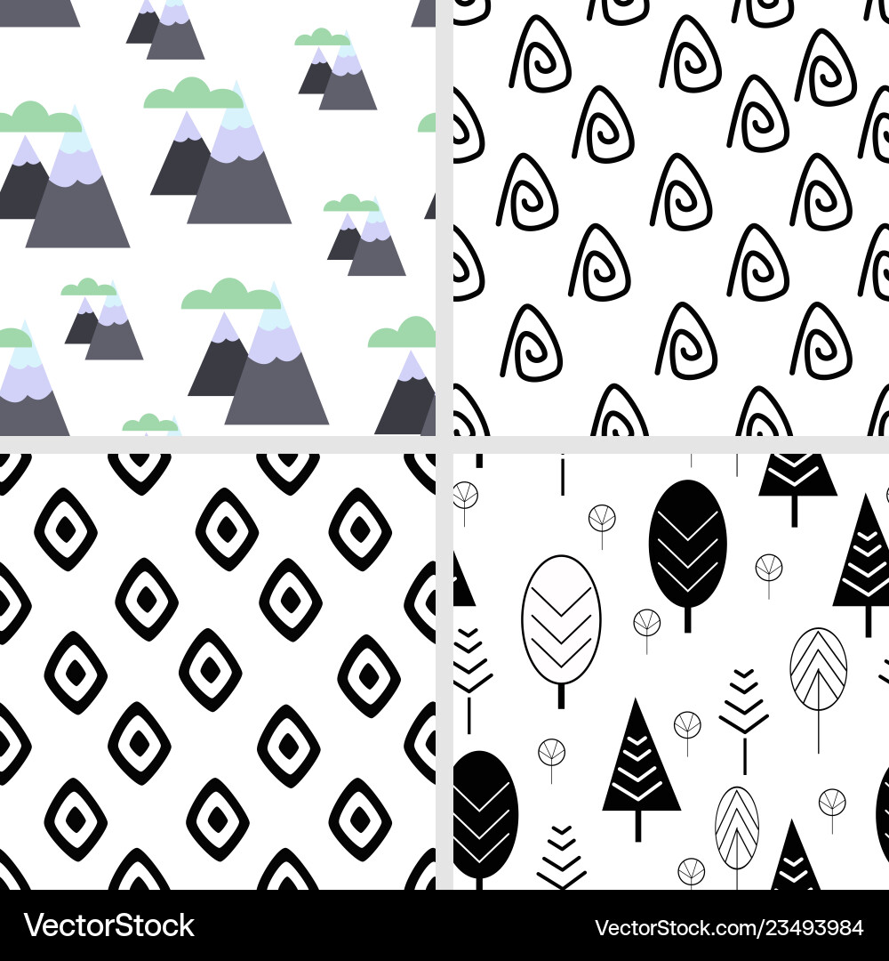 Set of seamless pattern in scandinavian Royalty Free Vector