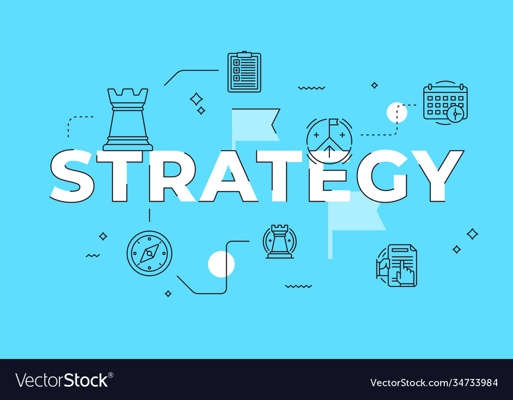 Strategy text concept modern flat style Royalty Free Vector