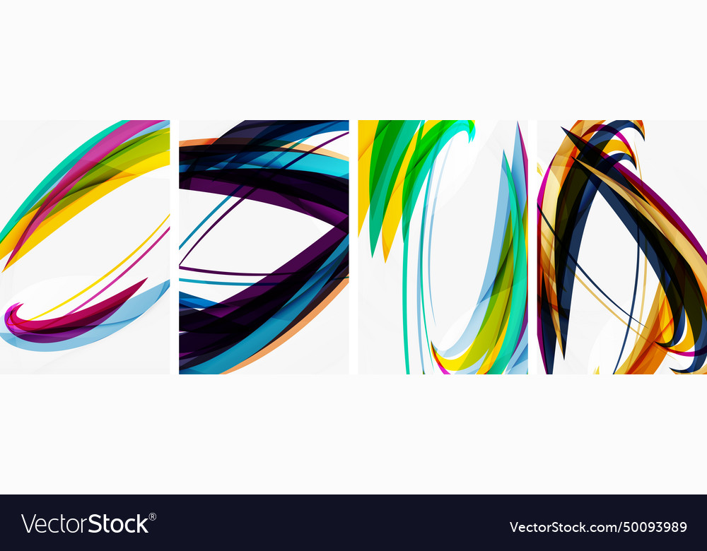 Colorful wave lines poster set for wallpaper Vector Image