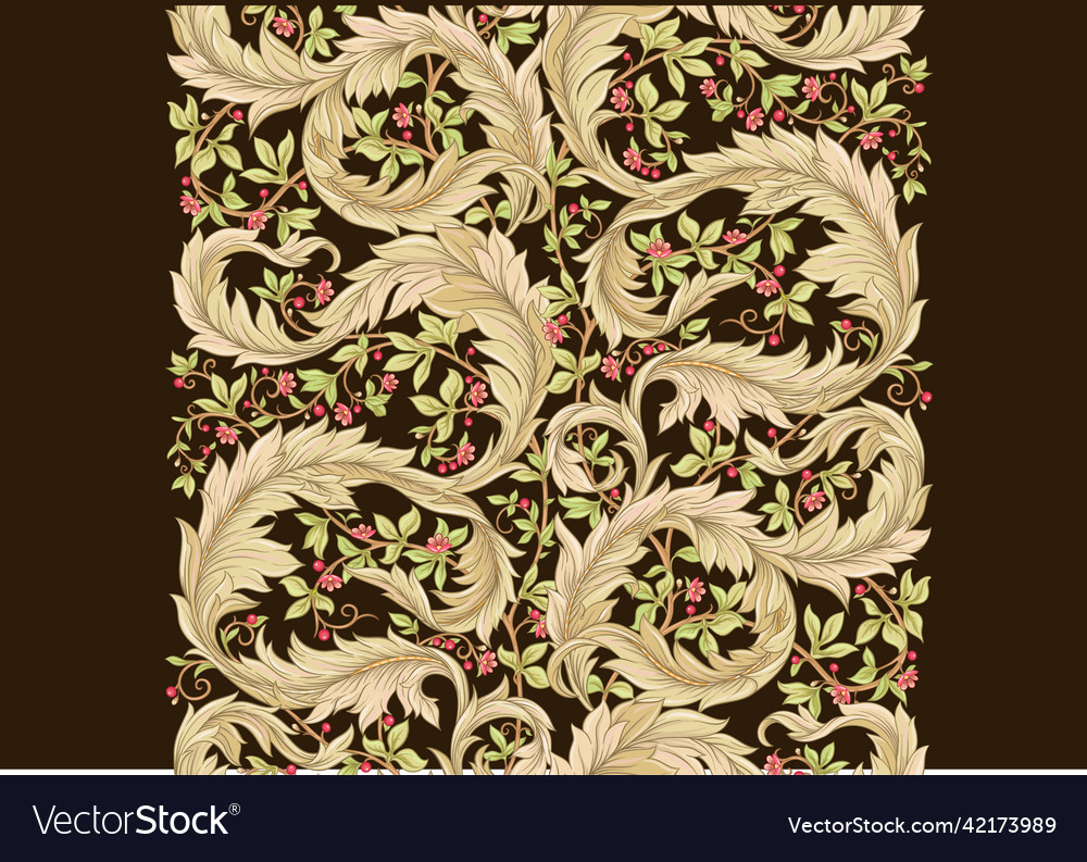 Decorative flowers and leaves in art nouveau style