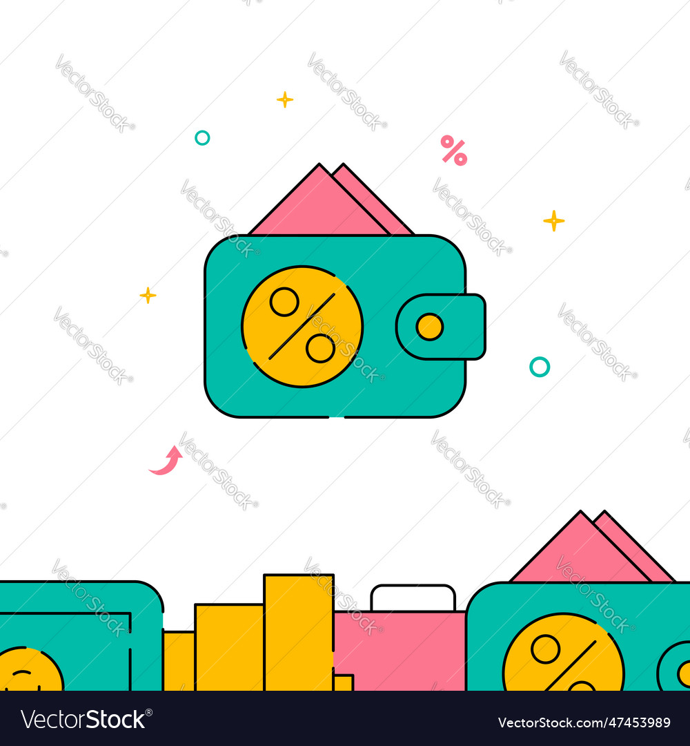 Deposit percent wallet filled line icon simple