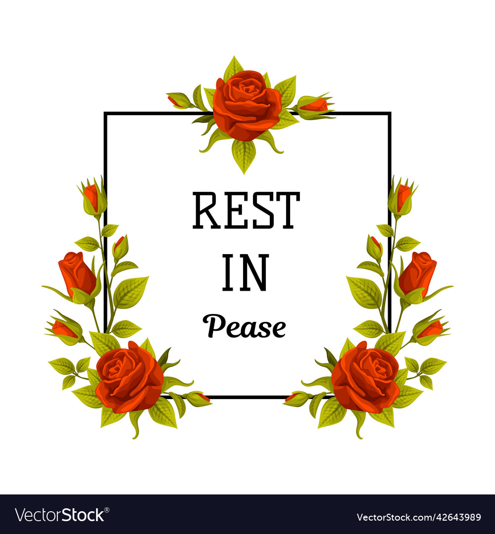 Rest Peace Floral Funeral Frame Rip Stock Vector (Royalty Free) 1938569944