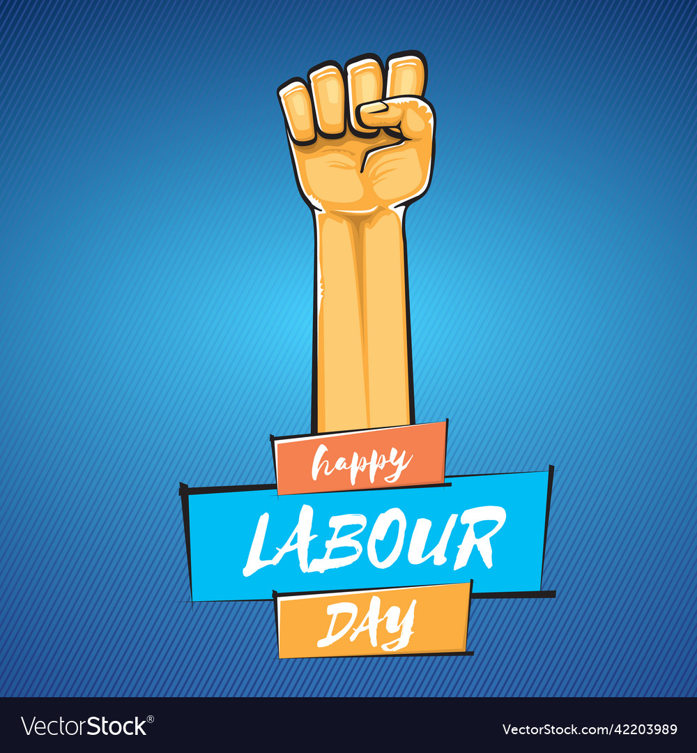 Happy labour day label with strong orange Vector Image