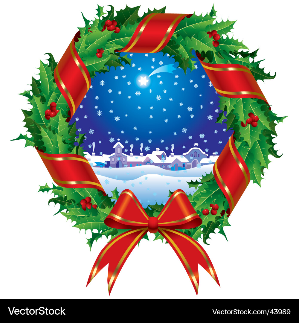 Holly wreath Royalty Free Vector Image - VectorStock
