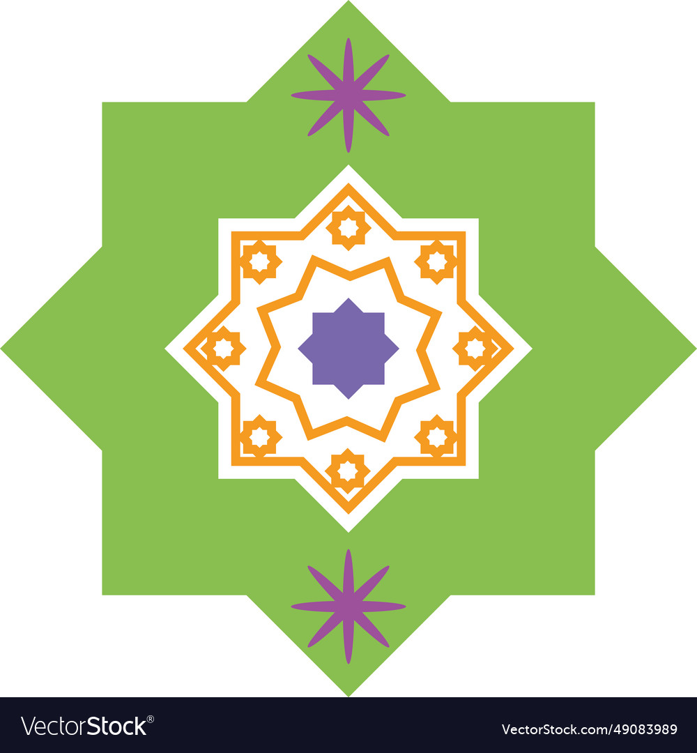 Islamic star green design Royalty Free Vector Image