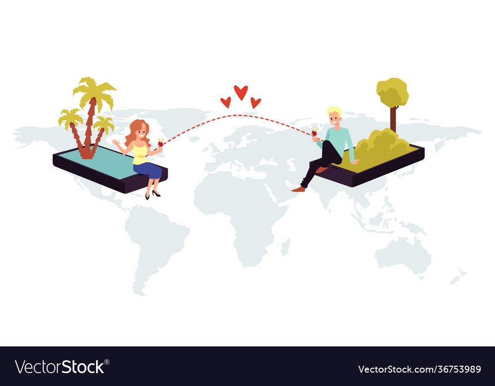 Man and woman have a romantic virtual