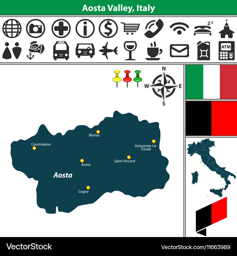 Map Aosta Valley Royalty Free Vector Image Vectorstock