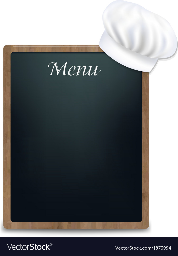 Black chalk board with cook cap Royalty Free Vector Image