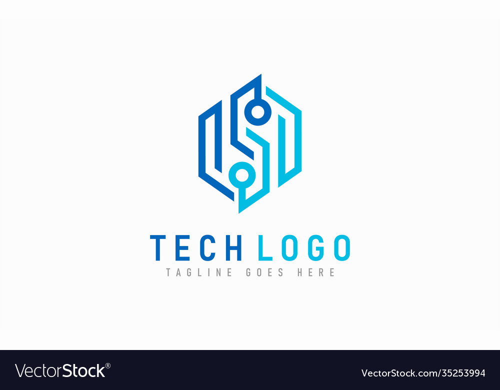 Blue abstract technology logo design modern Vector Image