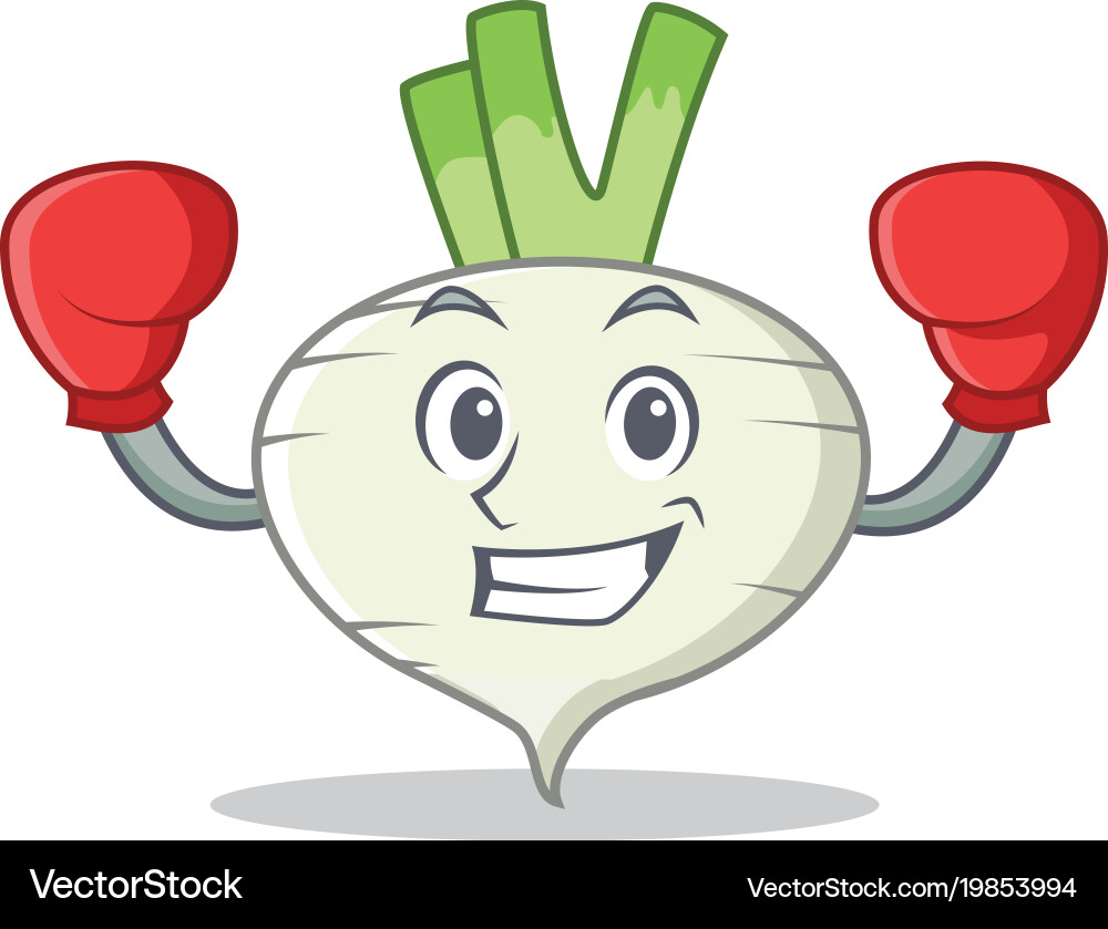 Boxing Turnip Character Cartoon Style Royalty Free Vector