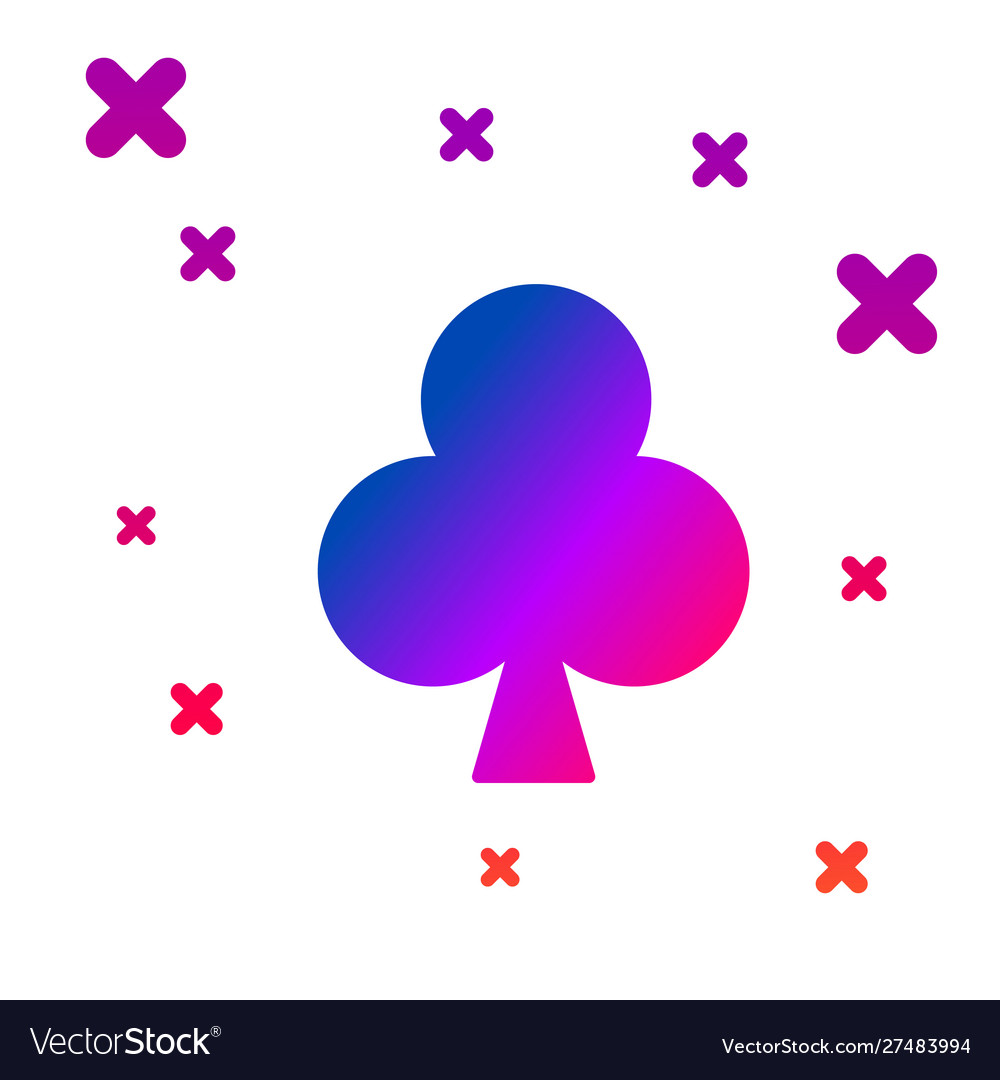 Color playing card with clubs symbol icon isolated