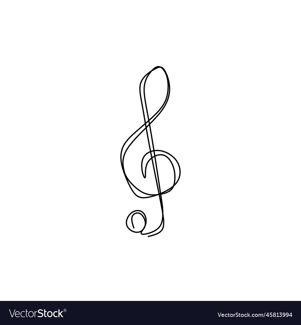 Continuous line drawing a treble clef music sign Vector Image