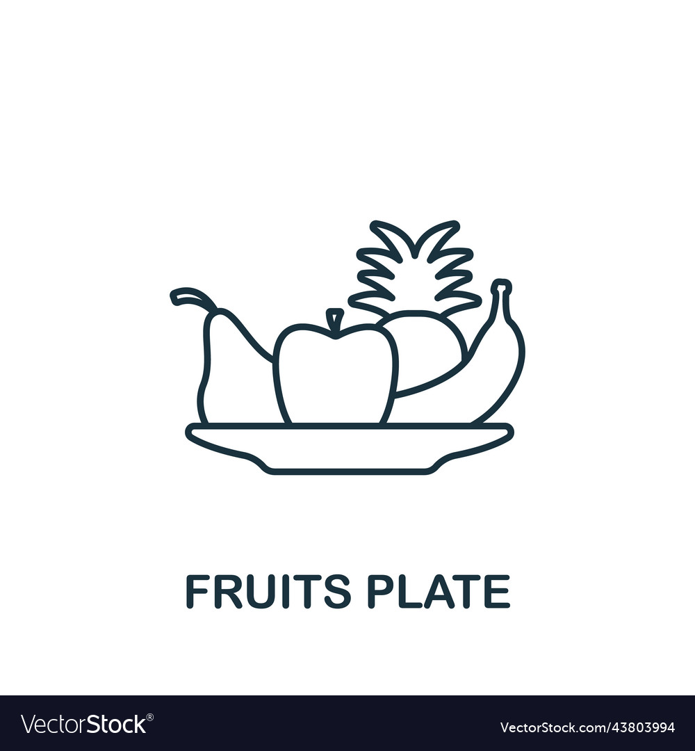 Fruits plate icon line simple summer