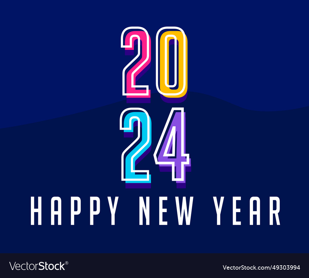 Happy new year 2024 holiday abstract colorful Vector Image