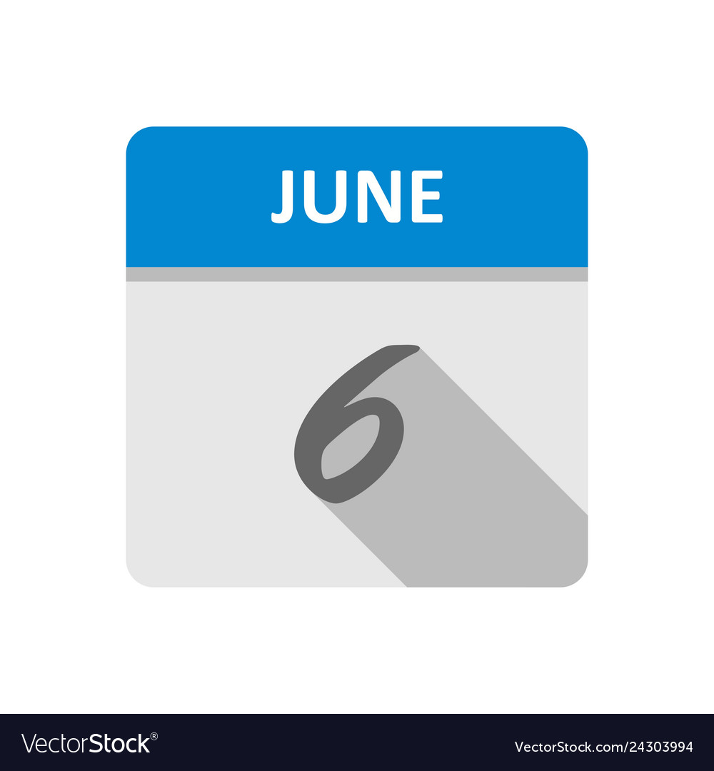 June 6th date on a single day calendar Royalty Free Vector