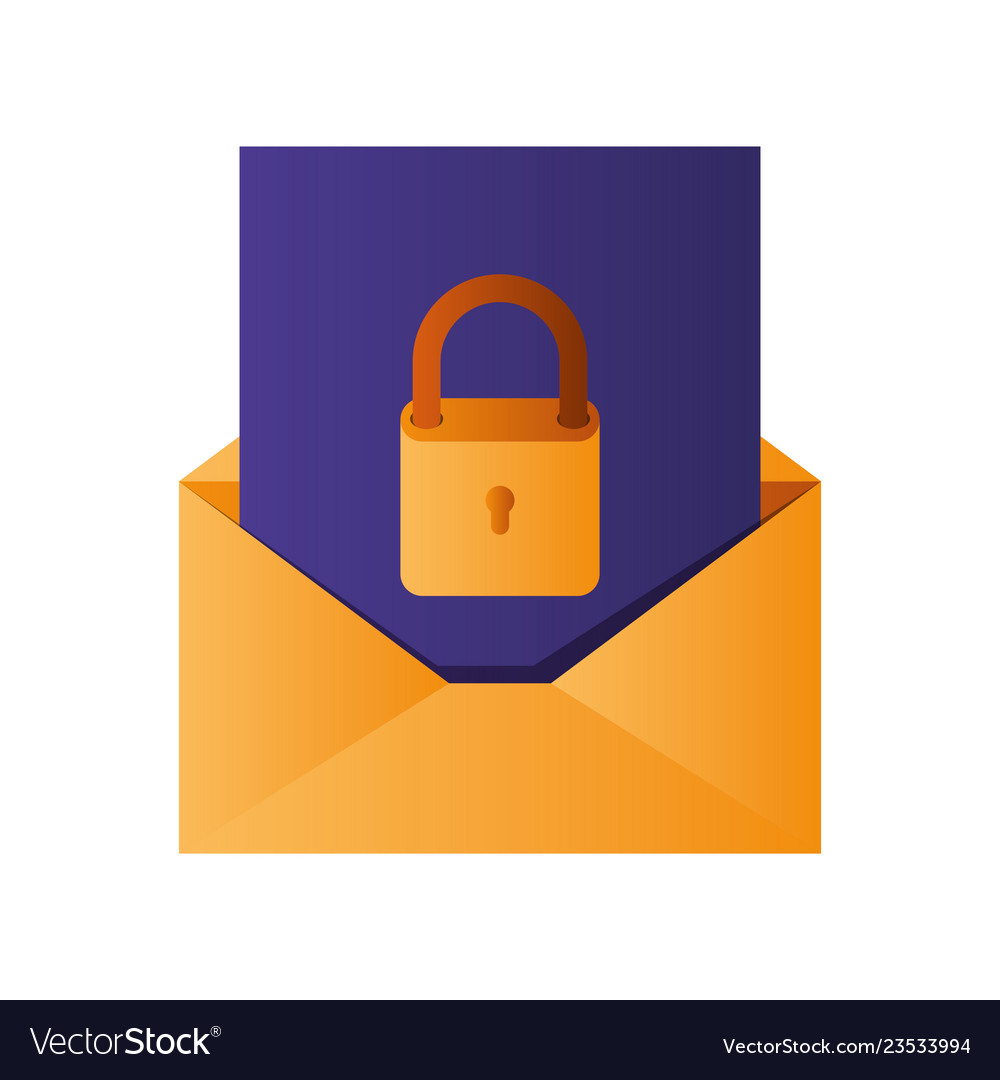 Open letter with padlock isolated icons