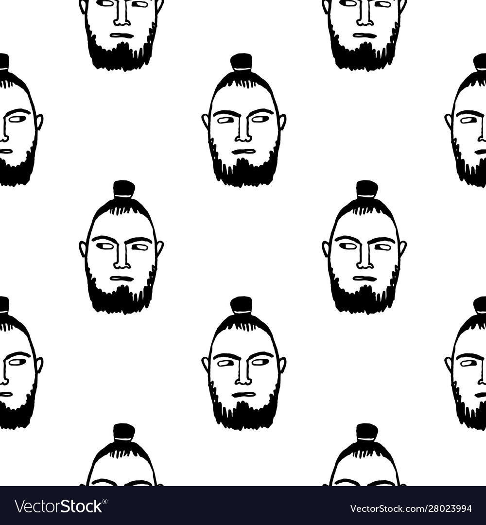 Seamless pattern with bearded male face vector image Seamless pattern with bearded male face