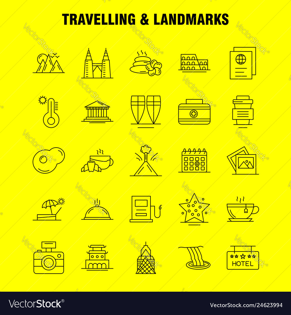 Travelling and landmarks line icon for web print